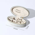 Velvet Jewelry Box - Compact Oval Organizer with Divided Compartments & Necklace Hook | Portable Travel Storage
