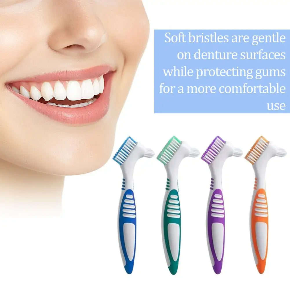 Double Sided Denture Toothbrush Cleaning Brush Denture Brush Invisible Braces Orthodontic Retainer Descaling Brush 1Pc