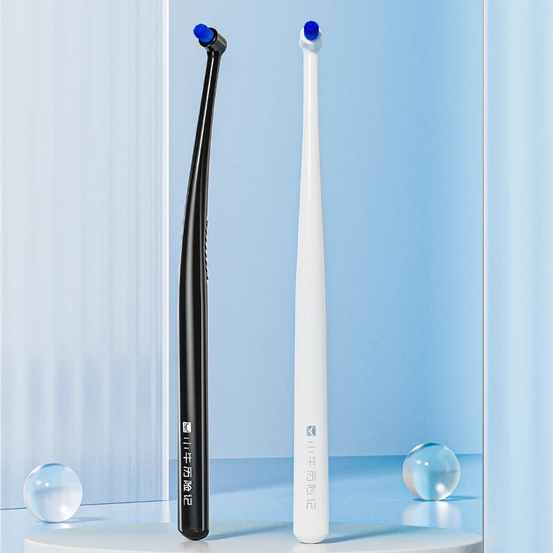 Special Toothbrush for Braces, Inclined Design, Deep Oral Cavity Cleaning and Care, Black and White, Suitable for Braces Brackets, Adult Manual Toothbrush, Ultra-Fine Nylon Soft Bristles, Oral Wisdom Teeth, Denture Implants, Gap Brush, 1 Pack