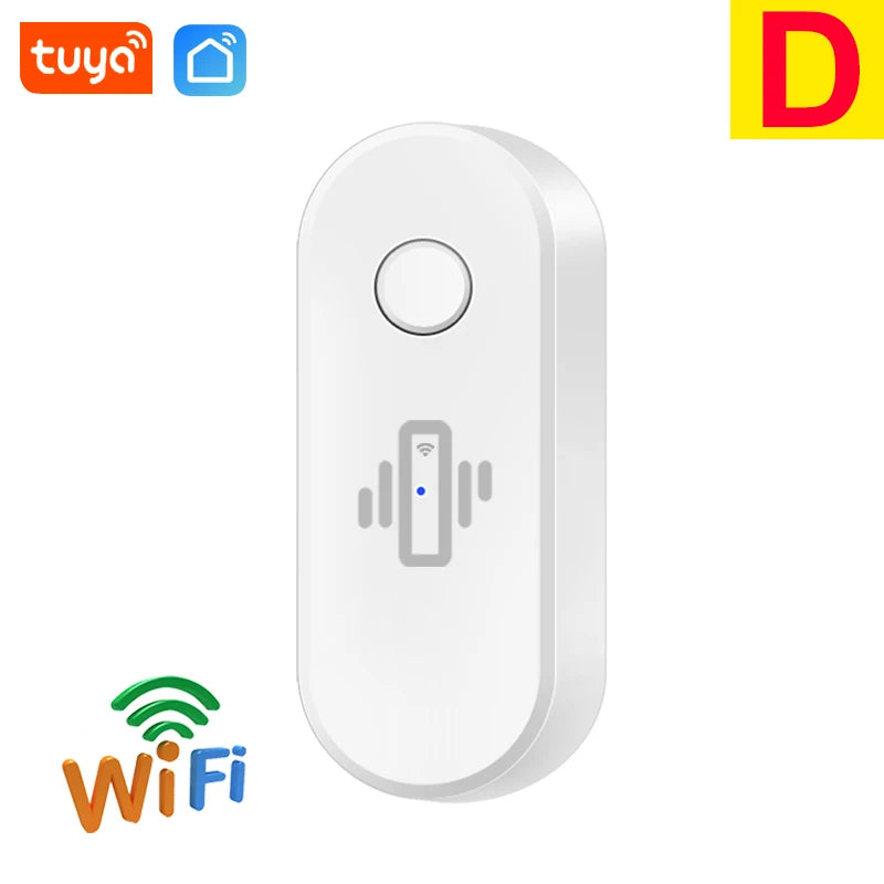 Tuya WiFi Vibration Detector Glass Broken Sensor Alarm Adjustable Sensitivity Optional For Door Window Glass Wall Cabinet Safe