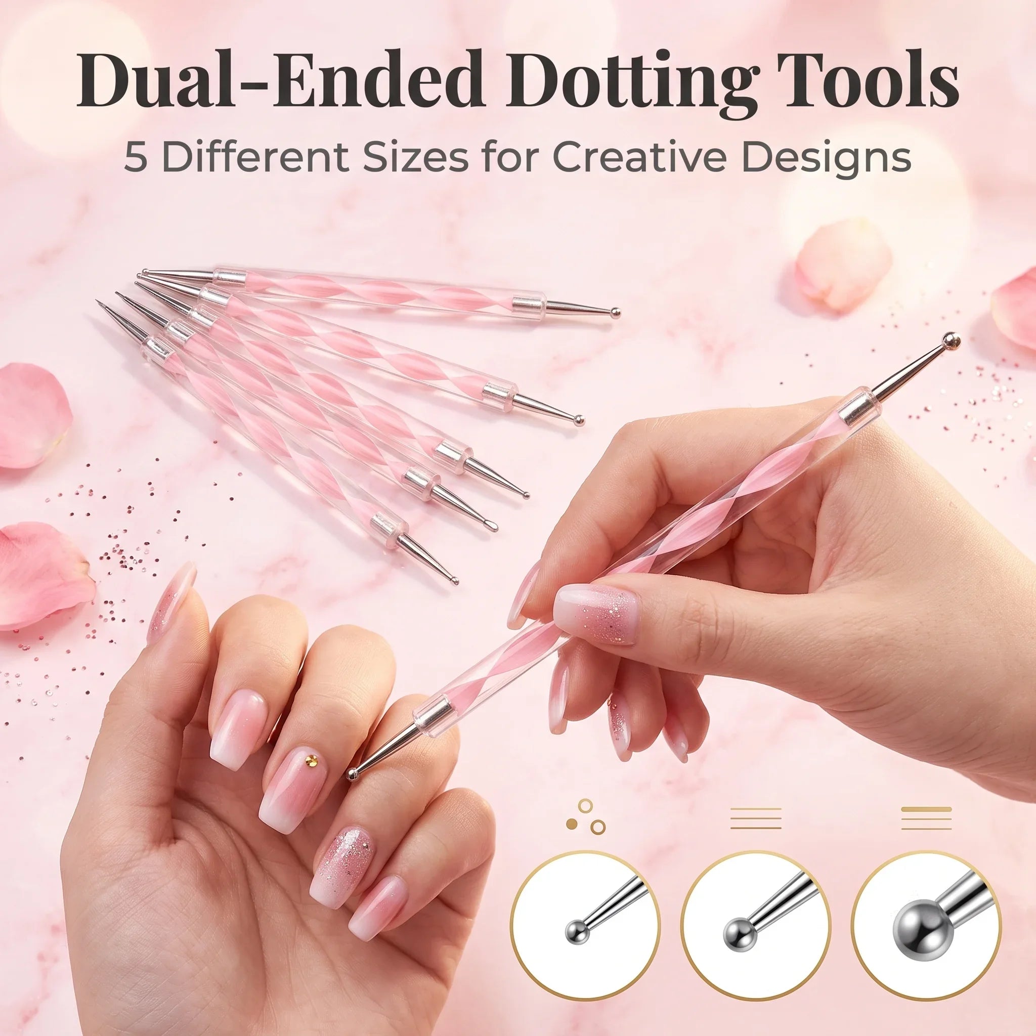 21Pcs Nail Art Brush Set with 15 Brushes, 5 Dotting Pens & Palette – Essential DIY Manicure Tool Kit for Nail Artists and Beginn