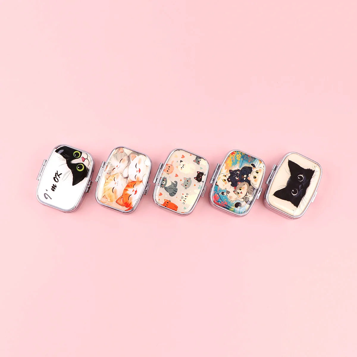 Black Cat Pill Boxes Cartoon Animal Sealed Subpackage Case Portable Travel Jewelry Box Mini Organizer Storage Medicine Case
