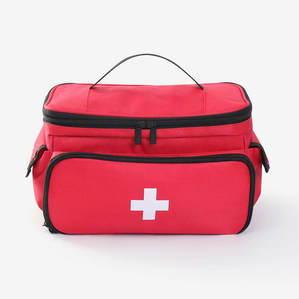 Portable Medical Organizer - Compact First Aid Kit Bag for Home, Car & Travel | Waterproof Medicine Storage with Zipper Pockets