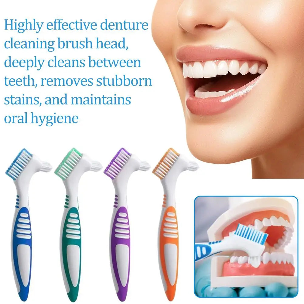 Double Sided Denture Toothbrush Cleaning Brush Denture Brush Invisible Braces Orthodontic Retainer Descaling Brush 1Pc