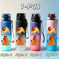 New The Lion King Cartoon 650ml Gradient Water Bottle Leakproof with Lanyard Holiday Travel Gift