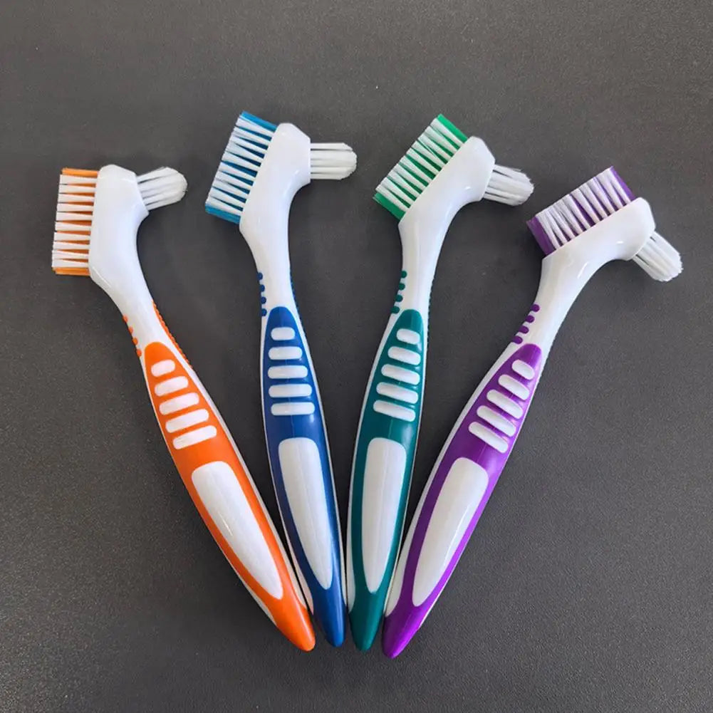 Double Sided Denture Toothbrush Cleaning Brush Denture Brush Invisible Braces Orthodontic Retainer Descaling Brush 1Pc