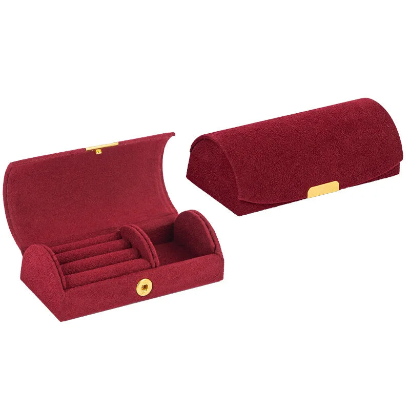 Arched Portable Jewelry Storage Box Portable Business Trip and Travel Anti-oxidation Ring Jewelry Box Velvet Cloth Accessory Box