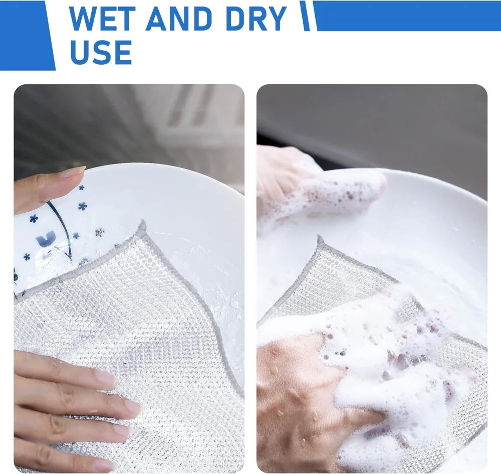 10PCS Non-Scratch Steel Wool Dishcloth - Multi Purpose Kitchen Cleaning Pads, Durable Dishwashing Rags, Home Essentials