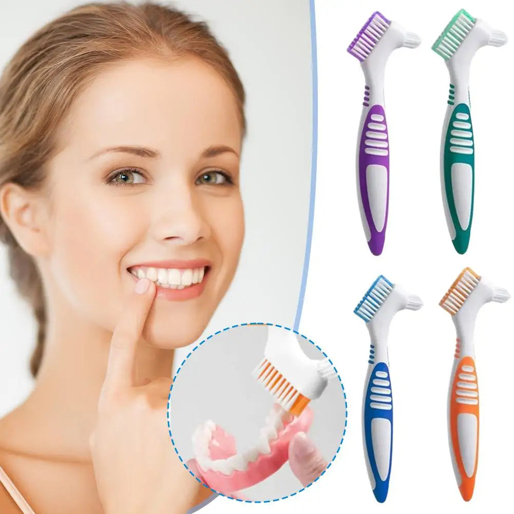 Double Sided Denture Toothbrush Cleaning Brush Denture Brush Invisible Braces Orthodontic Retainer Descaling Brush 1Pc