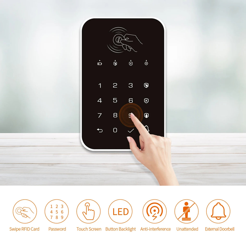TAIBOAN 433MHz Wireless Keyboard Touch Pad Doorbell Button Bring RFID Card Can Rechargeable For H501/G30/PG103 WiFi GSM Alarm