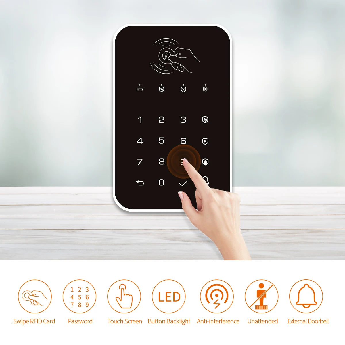 TAIBOAN 433MHz Wireless Keyboard Touch Pad Doorbell Button Bring RFID Card Can Rechargeable For H501/G30/PG103 WiFi GSM Alarm