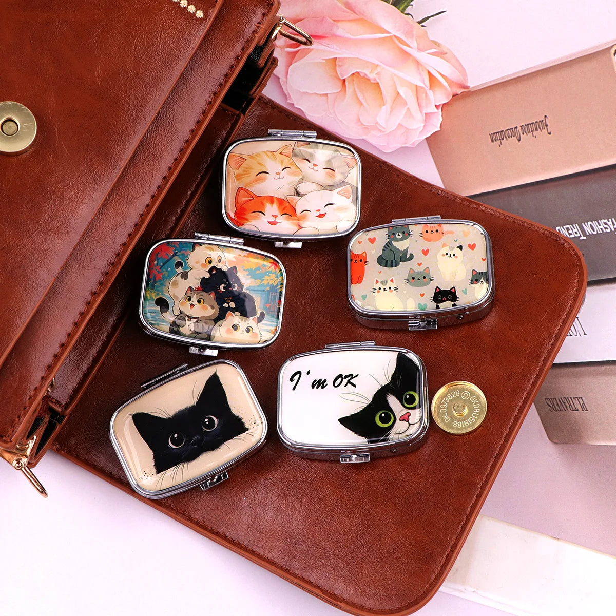 Black Cat Pill Boxes Cartoon Animal Sealed Subpackage Case Portable Travel Jewelry Box Mini Organizer Storage Medicine Case