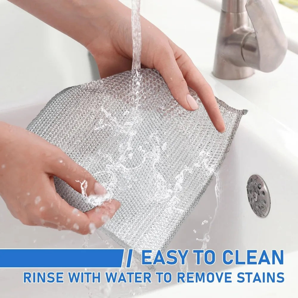 10PCS Non-Scratch Steel Wool Dishcloth - Multi Purpose Kitchen Cleaning Pads, Durable Dishwashing Rags, Home Essentials