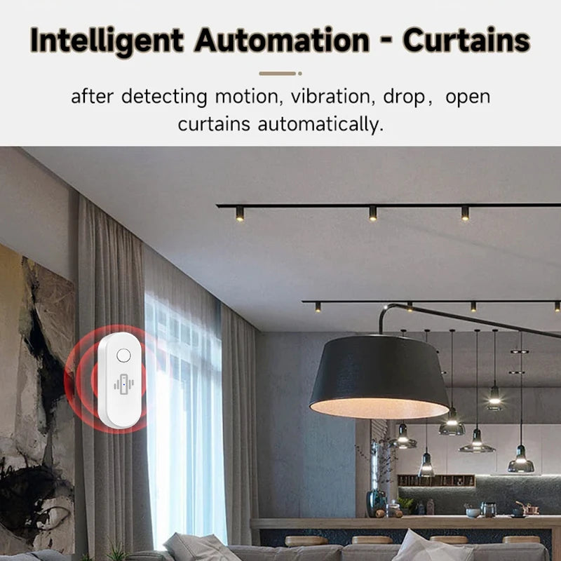 Tuya WiFi Vibration Detector Glass Broken Sensor Alarm Adjustable Sensitivity Optional For Door Window Glass Wall Cabinet Safe