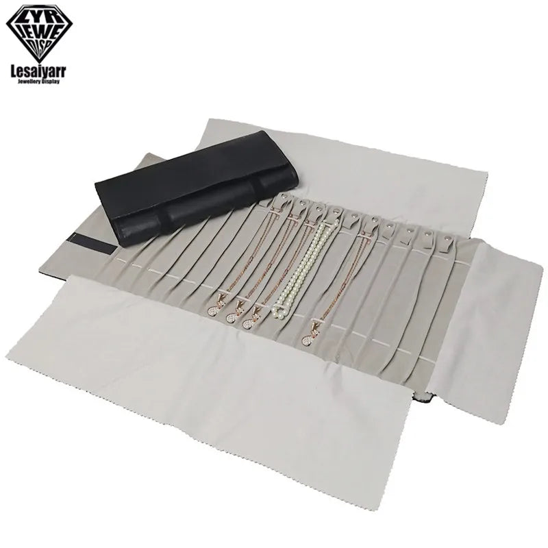 Travel Jewelry Organizer Roll Foldable Jewelry Case for Journey-Pendant Necklaces Jewerly Storage Bag Velvet Storage Box