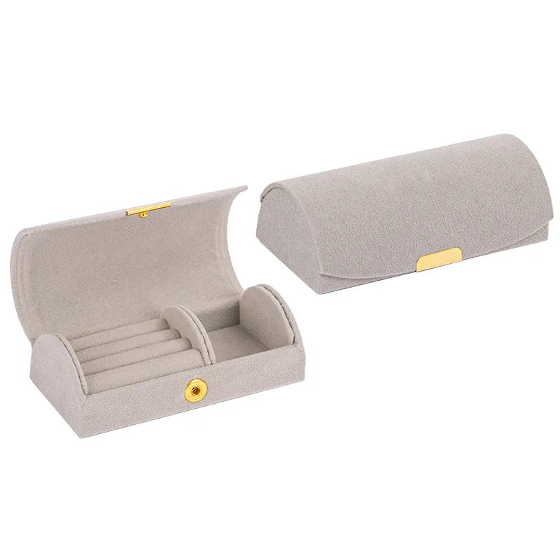Arched Portable Jewelry Storage Box Portable Business Trip and Travel Anti-oxidation Ring Jewelry Box Velvet Cloth Accessory Box