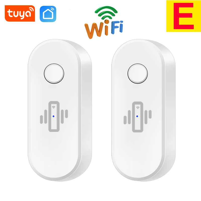 Tuya WiFi Vibration Detector Glass Broken Sensor Alarm Adjustable Sensitivity Optional For Door Window Glass Wall Cabinet Safe