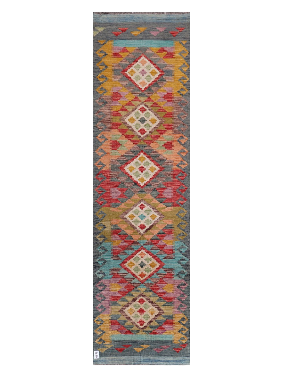Maimana Kilim Runner Rug – 301 x 84 cm | Handwoven Hallway Rug
