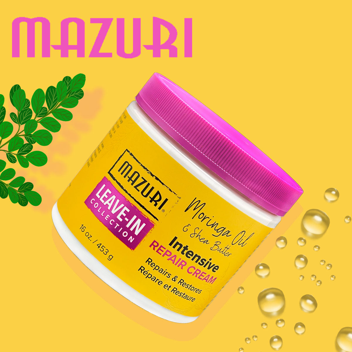Mazuri Leave-In Collection Intensive Repair Cream 453g | Damaged Hair Treatment