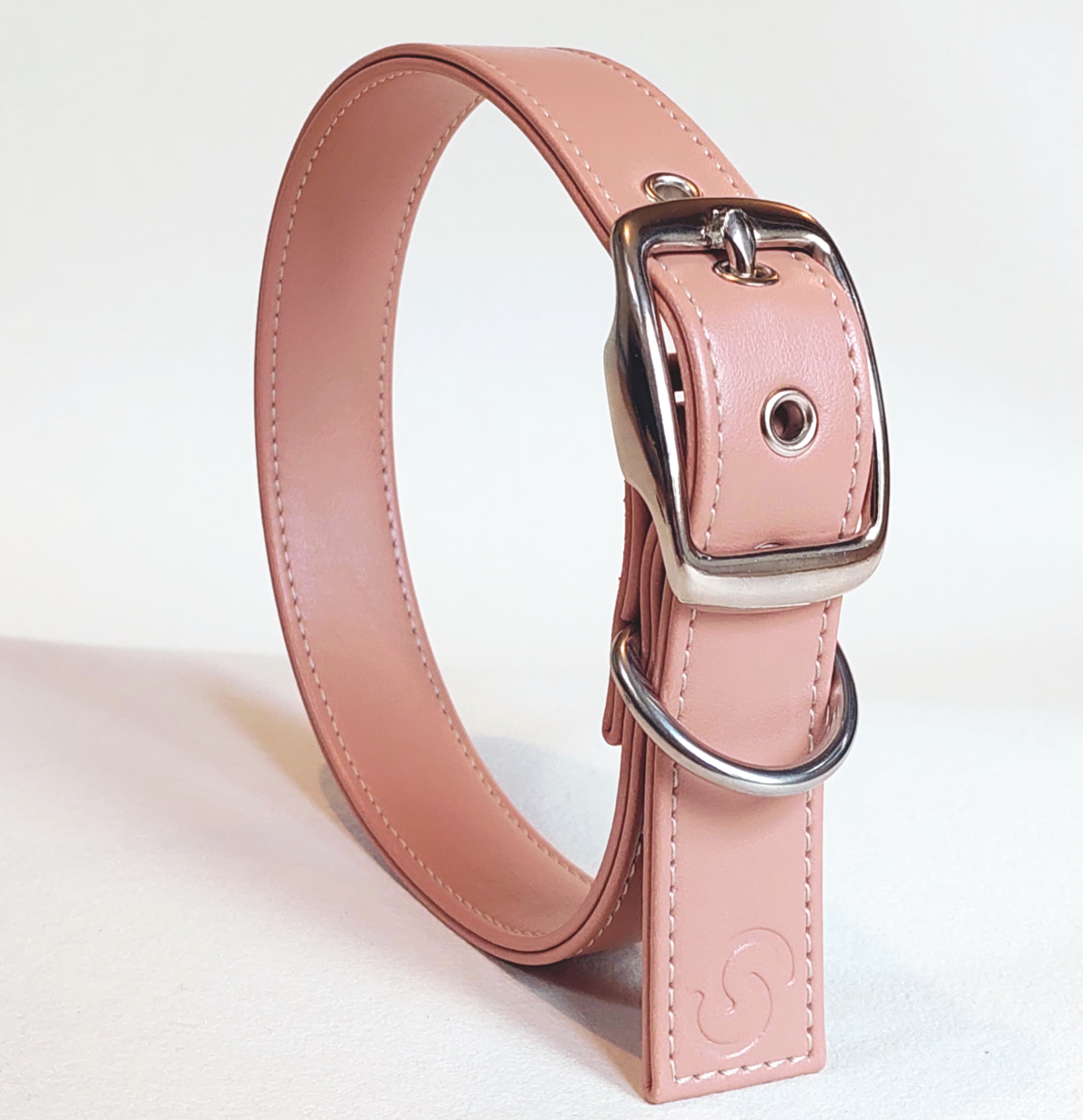 Blush Pink Vegan Apple Leather Dog Collar | Eco-Friendly Pet Accessory