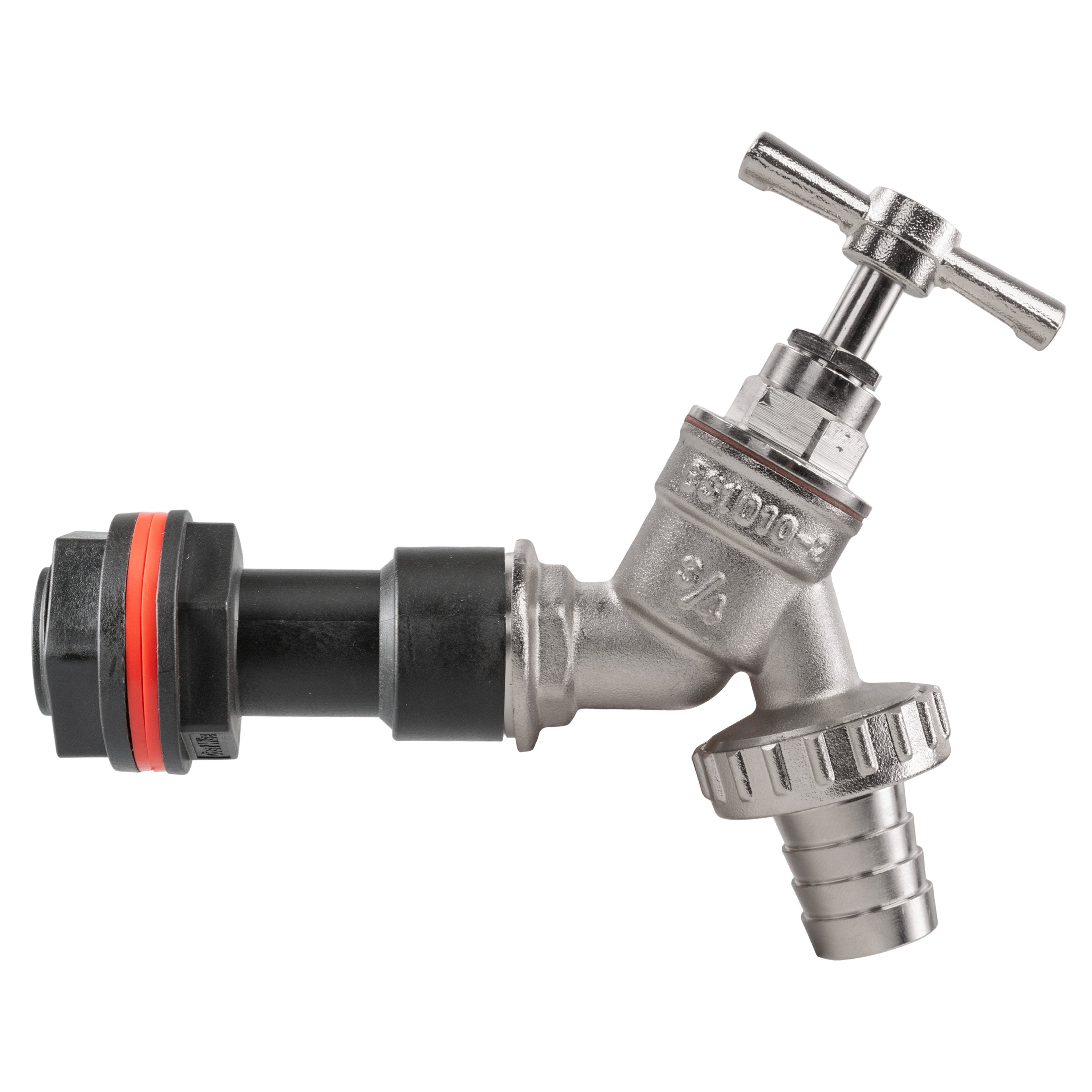Water Butt Extension Kit 3/4in – Nickel Plated Barbed Tap with Drill Bit