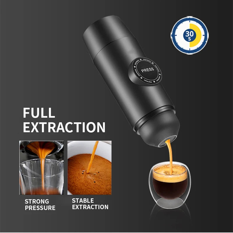 Portable Nespresso coffe maker Espresso Rechargeable Coffee Machine Outdoor Travebuilt-In Battery Extraction Powder & Capsule