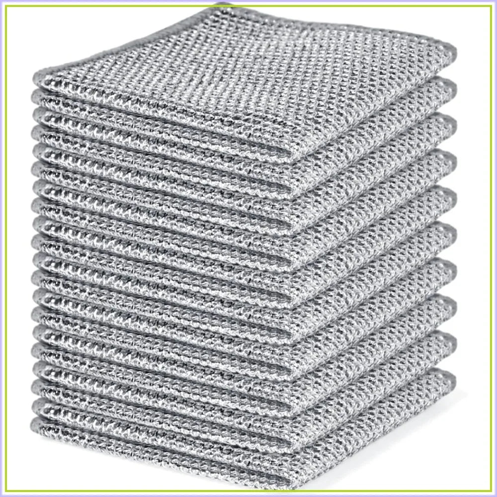 10PCS Non-Scratch Steel Wool Dishcloth - Multi Purpose Kitchen Cleaning Pads, Durable Dishwashing Rags, Home Essentials