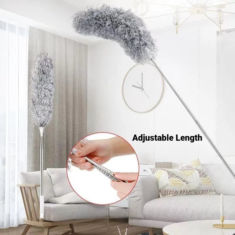 Cleaning Duster Lightweight Flexible Telescopic Stainless Steel Microfiber Gap Dust Removal Household Cleaner Feather Brush