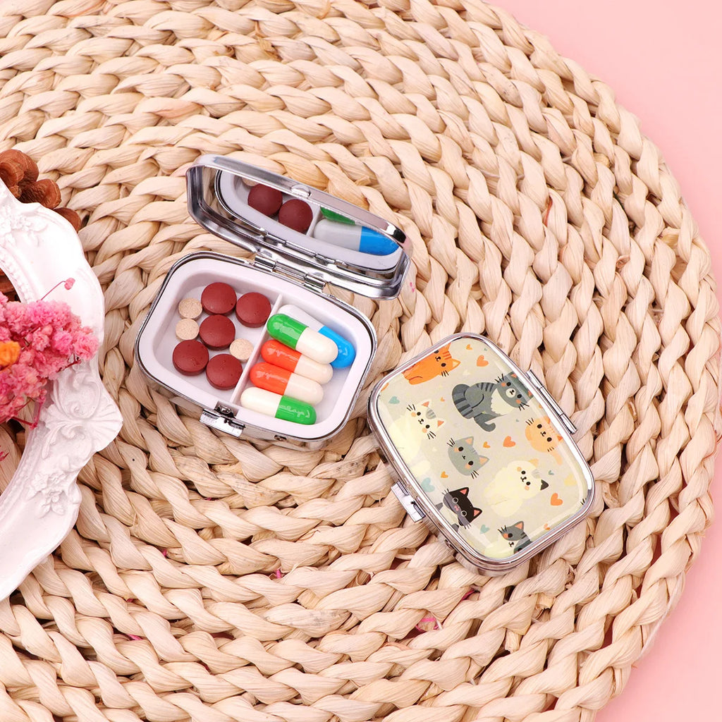 Black Cat Pill Boxes Cartoon Animal Sealed Subpackage Case Portable Travel Jewelry Box Mini Organizer Storage Medicine Case