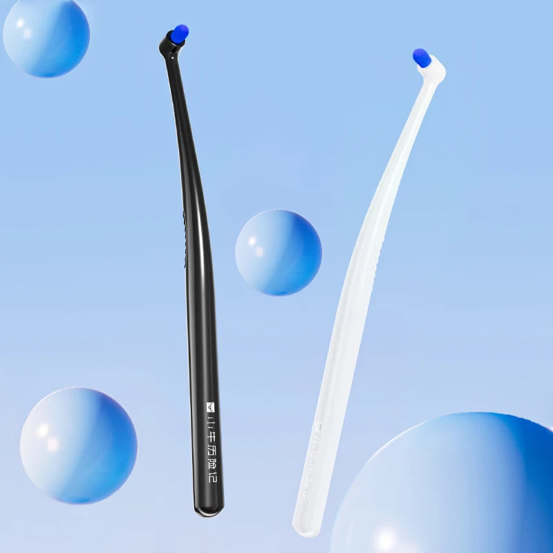 Special Toothbrush for Braces, Inclined Design, Deep Oral Cavity Cleaning and Care, Black and White, Suitable for Braces Brackets, Adult Manual Toothbrush, Ultra-Fine Nylon Soft Bristles, Oral Wisdom Teeth, Denture Implants, Gap Brush, 1 Pack