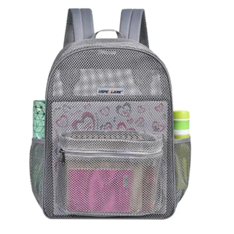 Breathable Mesh Backpack Lightweight Sports Gym Bag Large Capacity Waterproof Polyester Pocket Swim Beach Travel School Backpack