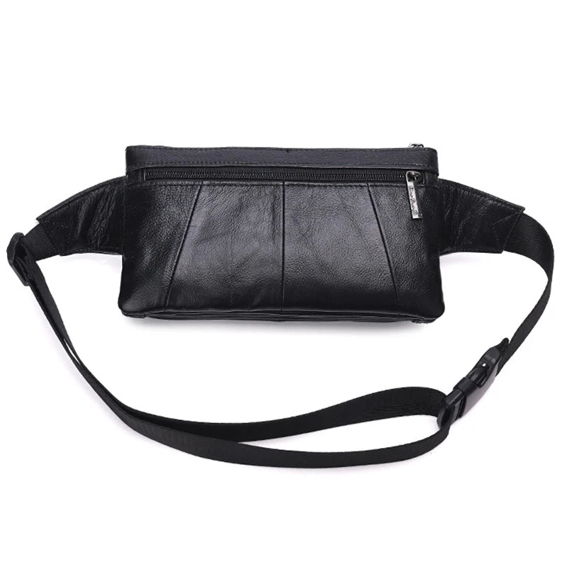 Men Waist Fanny Pack Belt Hip Bag Purse Genuine Leather Travel Fashion Real Cowhide Male Shoulder Sling Chest Cross Body Bag