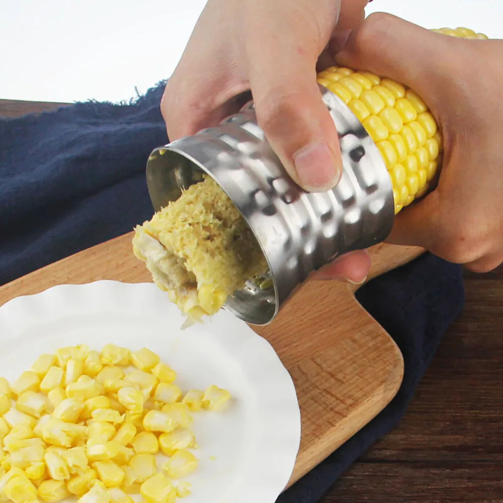 Corn Stripper Tool Stainless Steel Efficient One-Twist Operation Strips Entire Cob in Seconds Kitchen Essential Corn Peeler