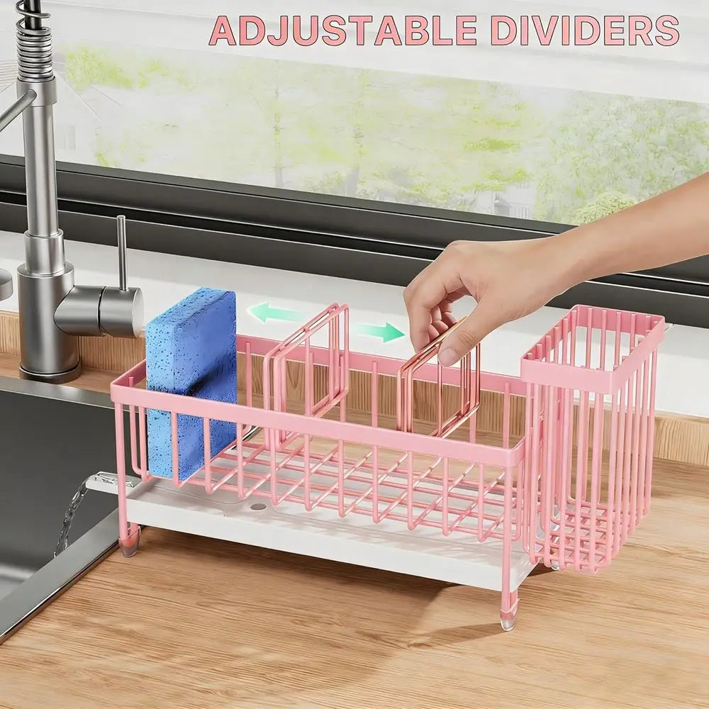 Sponge Holder or Kitchen Sink, Sink Caddy Organizer with High Brush Holder, Kitchen Countertop Organizers and Storage Essentials