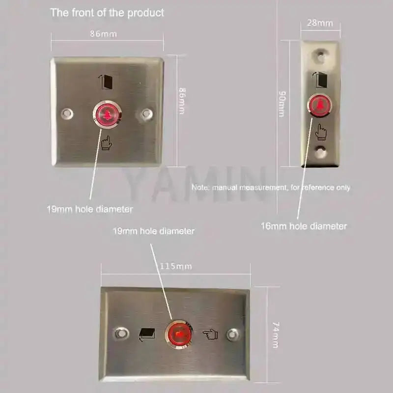 16/19mm Door Bell Momentary Reset Push Button Flat Stainless Steel Control Switch Panel With LED Light 3-6V 12-24V 220V