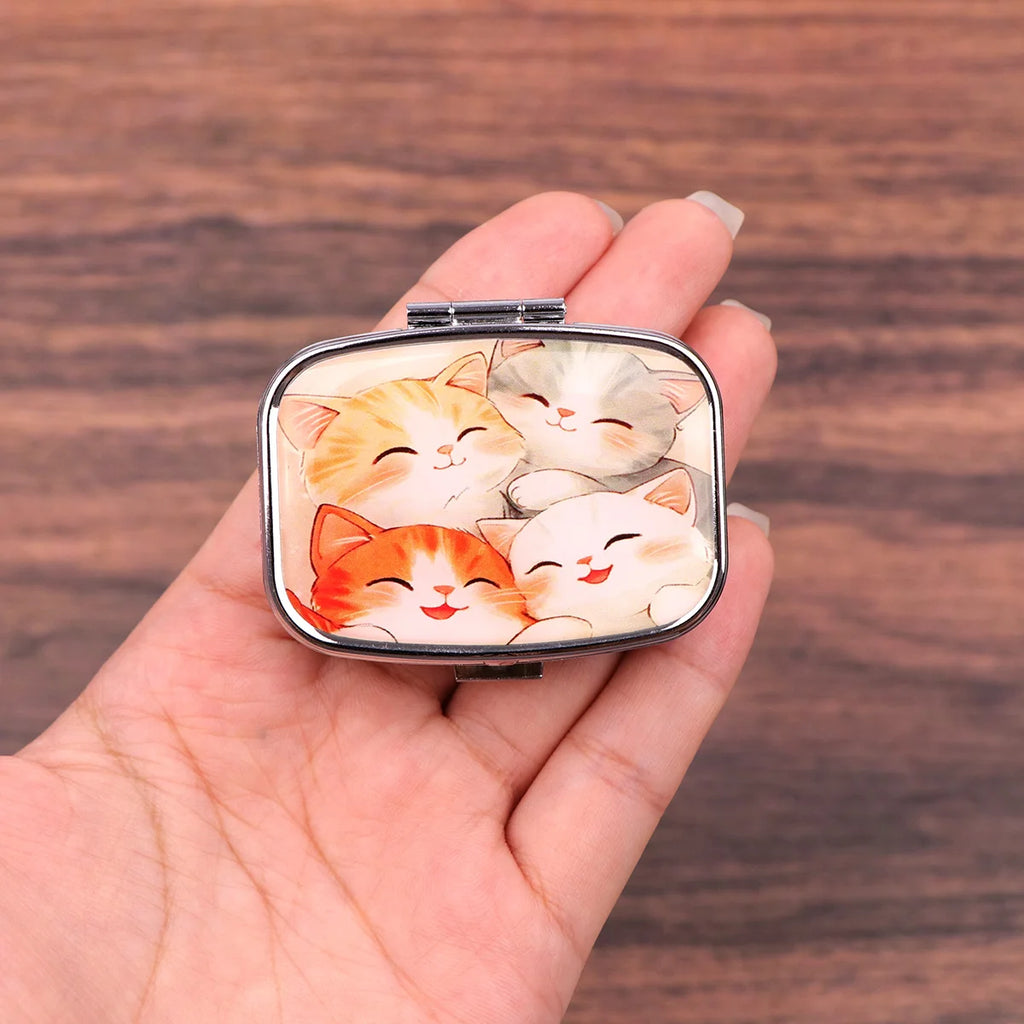 Black Cat Pill Boxes Cartoon Animal Sealed Subpackage Case Portable Travel Jewelry Box Mini Organizer Storage Medicine Case