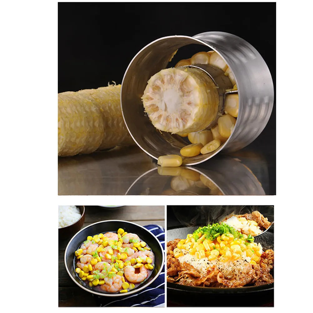 Corn Stripper Tool Stainless Steel Efficient One-Twist Operation Strips Entire Cob in Seconds Kitchen Essential Corn Peeler